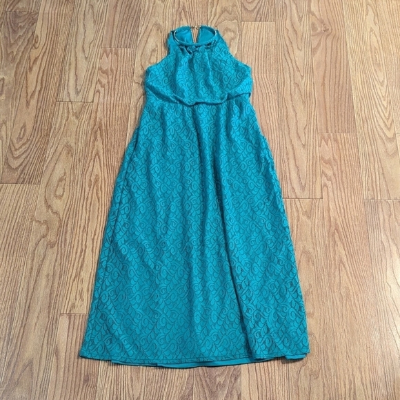 NWOT Bisou Bisou plus size women's green lace maxi dress, size 16 - Picture 1 of 2